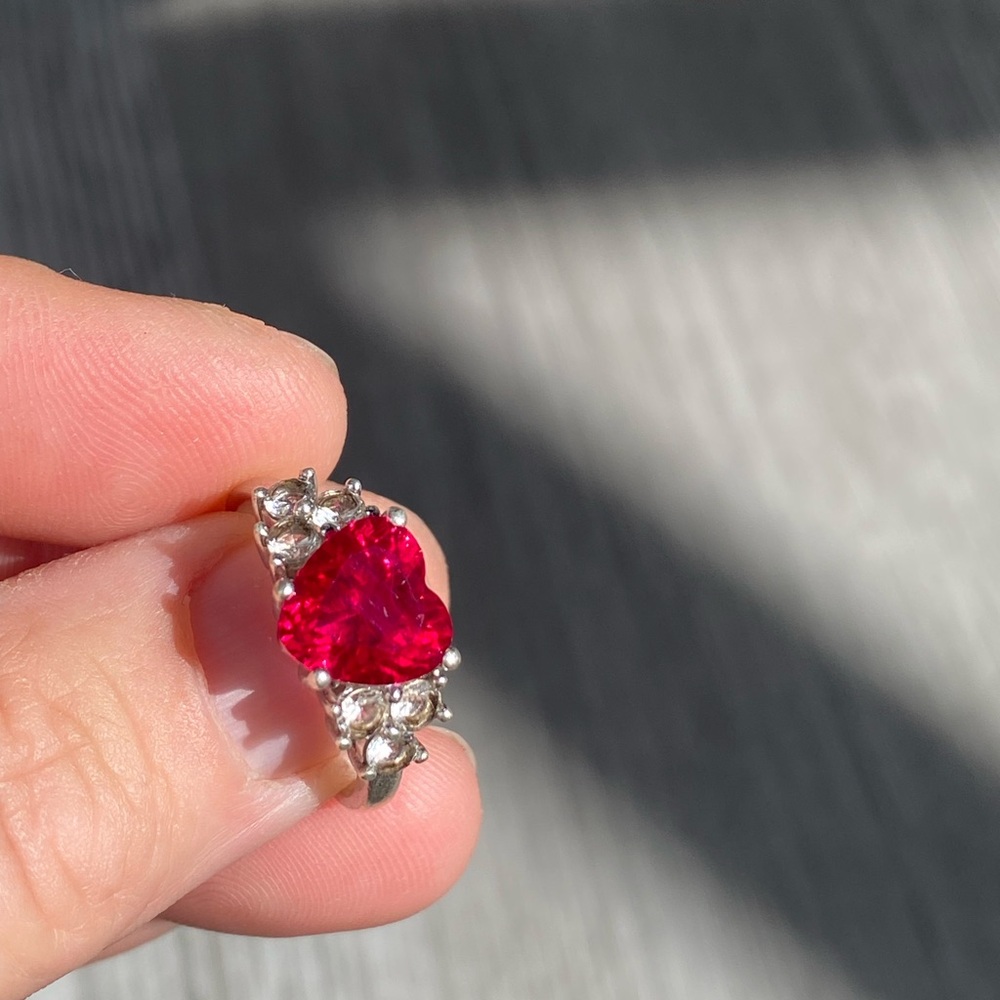 Heart-Shaped Ruby Gemstone sterling Silver Ring